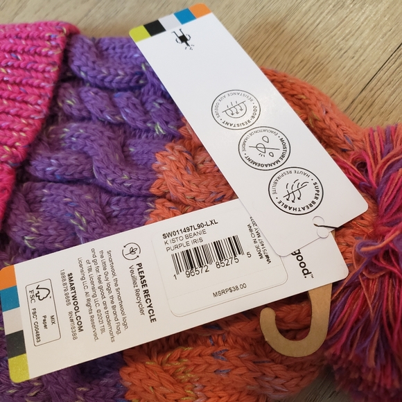 NWT Smartwool K ISTO PURPLE IRIS Knit Beanie with Pom-Pom - Picture 4 of 9